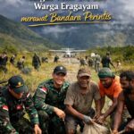 Peduli Infrastruktur, Satgas Yonif 521/DY Bersama Warga Bersihkan Landasan Pacu Eragayam