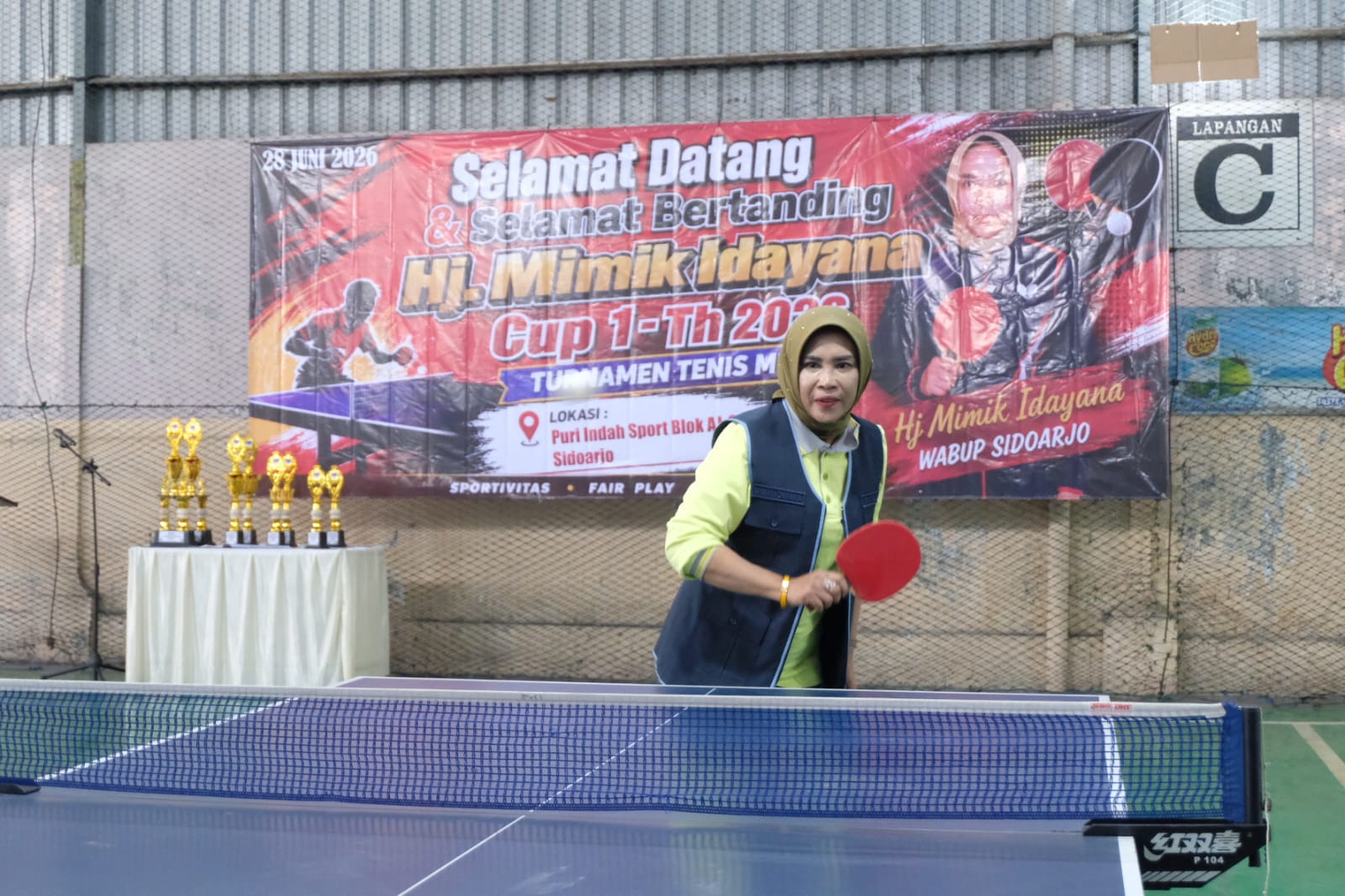 Wakil Bupati Sidoarjo Buka Turnamen Tenis Meja Hj.Mimik Idayana Cup 1 Tahun 2026